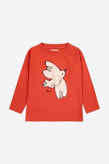 Хлопковый детский лонгслив Bobo Choses Freedom Bird цвет красный с принтом 224AC013 Хлопковый детский лонгслив Bobo Choses Freedom Bird цвет красный с принтом 224AC013