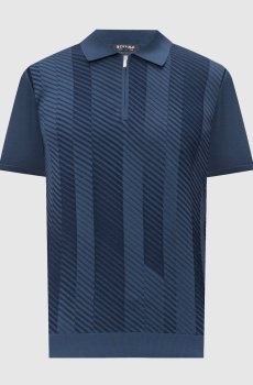 Синее поло в узор полоски