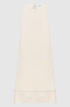 Бежевое платье с леном