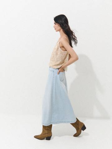 Mohito - Джинсова спідниця міді - синій - 36