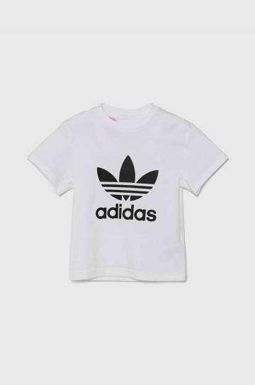 Детская хлопковая футболка adidas Originals TREFOIL TEE цвет белый с принтом JE0518 Детская хлопковая футболка adidas Originals TREFOIL TEE цвет белый с принтом JE0518