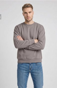 Кофта crewneck comfort fit з домішкою бавовни - темно-сірий