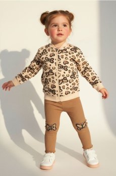 Світшот із принтом метеликів і сердечок - кремовий