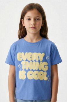 Бавовняна футболка з написом - синій