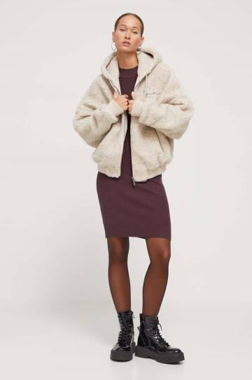 Платье с примесью шелка Superdry цвет бордовый mini облегающее Платье с примесью шелка Superdry цвет бордовый mini облегающее