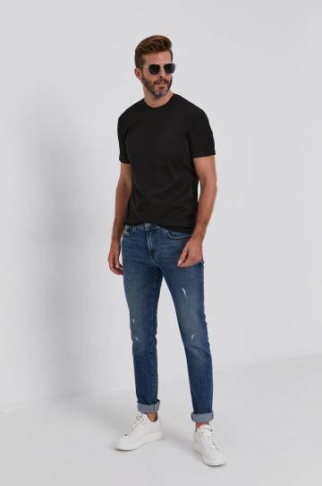 Хлопковая футболка Armani Exchange цвет чёрный гладкий Хлопковая футболка Armani Exchange цвет чёрный гладкий