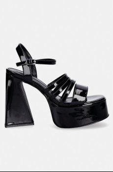Сандалии Koi Footwear Dynasty All Black Platform Strappy Heels