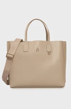 Женская бежевая сумка TH DISTINCT SATCHEL Бежевый ONESIZE Tommy Hilfiger AW0AW17463