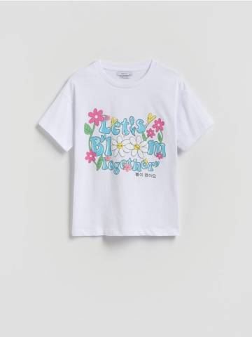 Reserved - Свободная футболка с принтом - кремовий - 560GW-01X