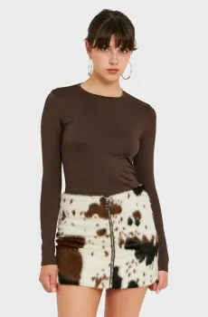 Женский темно-коричневый лонгслив Коричневый L Tally Weijl STSPATYDIAL