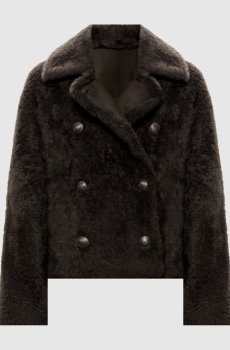 Зеленая двубортная дубленка Fuzzy