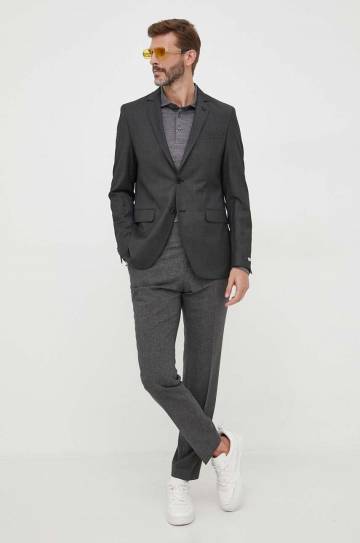 Шерстяной пиджак Karl Lagerfeld цвет серый Шерстяной пиджак Karl Lagerfeld цвет серый