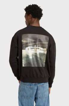 Мужской черный свитшот Photo back print loose Черный S G-Star RAW D25102,D257