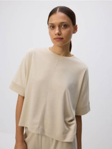 Reserved - Футболка з металевою ниткою - нюдовий - WU163-02X Reserved - Футболка з металевою ниткою - нюдовий - WU163-02X