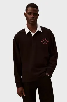 Мужское черное поло COMPACT RUGBY LS Черный XL Calvin Klein Jeans LV04RE227G