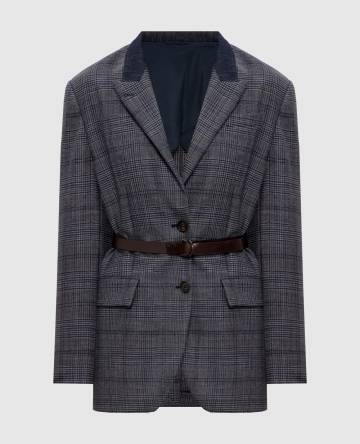 Серый жакет из шерсти в клетку Серый жакет из шерсти в клетку