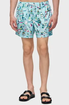 Мужские голубые плавательные шорты с узором Голубой L Ermenegildo Zegna N7B541550.33814