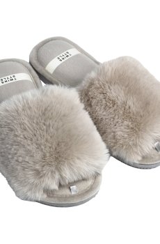 Женские домашние тапочки Twins HS-LUX меховые, открытые, Gray, размер 36-37 (24 см)