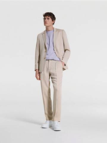 Reserved - Штани slim fit зі складками - бежевий - 335BK-08X Reserved - Штани slim fit зі складками - бежевий - 335BK-08X
