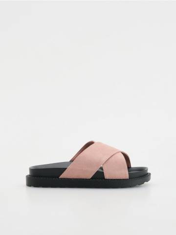 Reserved - Капці з широкими ремінцями - рожевий - 347CR-30X