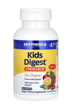 Пищеварительные ферменты для детей Enzymedica Kids Digest с фруктовым вкусом, 90 жевательных таблеток