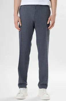 Мужские темно-синие шерстяные брюки в клетку Синий 48 BOSS 50560807;404