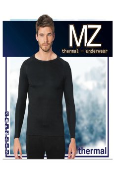 Мужская футболка Modna Zona 101 термо, с длинными рукавами, черная, размер 2XL/3XL