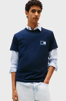 Мужская темно-синяя футболка SLIM POP COLOR FLAG Синий L Tommy Jeans DM0DM21577