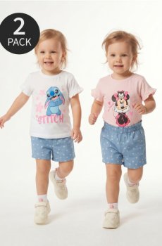 Бавовняні футболки з принтом 2 шт Minnie and Stitch - білий