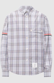Рубашка в клетку с нашивкой логотипа