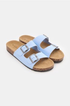 Капці з шкіряною устілкою - блакитний