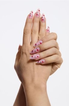 Штучні нігті в формі мигдалю з мотивом Дня святого Валентина 24 pack - пастельний рожевий