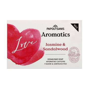 Парфюмированное твердое мыло Papoutsanis Aromatics Bar Soap Love Жасмин и сандаловое дерево, 100 г Парфюмированное твердое мыло Papoutsanis Aromatics Bar Soap Love Жасмин и сандаловое дерево, 100 г