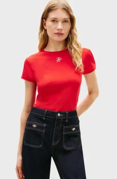 Женская красная футболка SCRIPT SLIM Красный M Tommy Hilfiger WW0WW48710