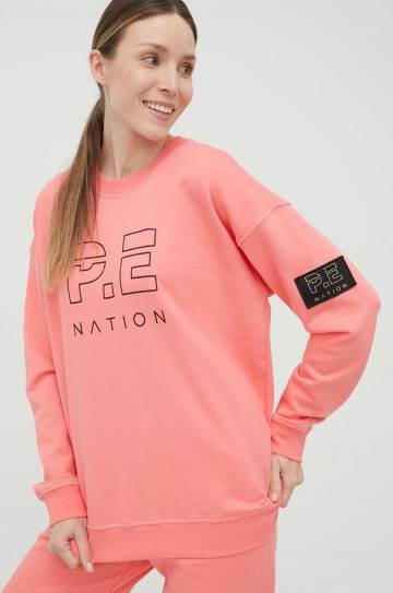 Хлопковая кофта P.E Nation женская цвет розовый с принтом Хлопковая кофта P.E Nation женская цвет розовый с принтом
