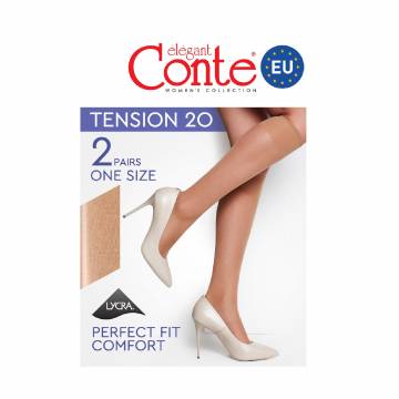 Гольфы женские Conte elegant Tension 20 DEN, Nero, размер 23-25, 2 пары Гольфы женские Conte elegant Tension 20 DEN, Nero, размер 23-25, 2 пары
