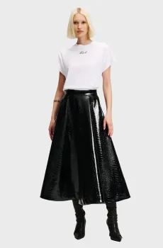 Женская черная юбка FAUX LEATHER Черный 40 Karl Lagerfeld 246W1208
