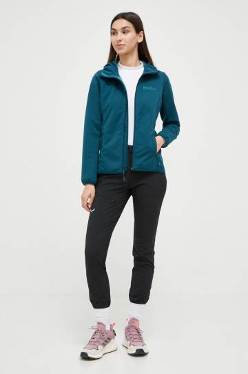 Куртка outdoor Jack Wolfskin Windhain Hoody цвет бирюзовый Куртка outdoor Jack Wolfskin Windhain Hoody цвет бирюзовый