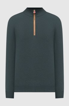 Зеленый свитер из кашемира с молнией