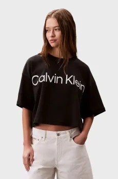 Женская черная футболка A-SS Boxy Logo Черный XXS Calvin Klein LV044C903G
