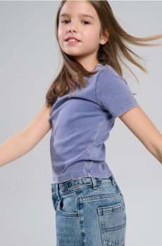 Ребриста футболка з коротким рукавом - light blue