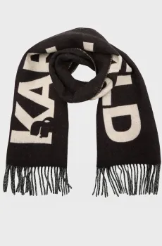 Женский черный шерстяной шарф K ESSENTIAL JKRD WOVEN SCARF Черный ONESIZE Karl Lagerfeld 246W3309