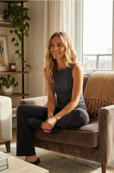 Гладкий топ без рукавів - steel blue