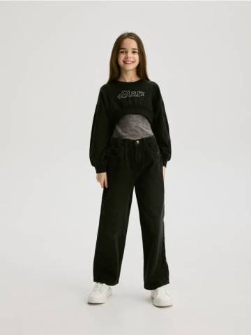 Reserved - GIRLS` JOGGING TOP & SINGLET - чорний - 504EG-99X Reserved - GIRLS` JOGGING TOP & SINGLET - чорний - 504EG-99X