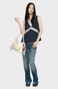 Женский темно-синий шелковый топ Tasao Синий S ZADIG&VOLTAIRE WWTO02007_ENCRE