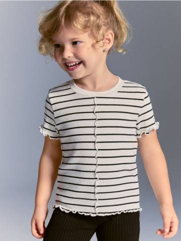 Reserved - Коротка ребриста футболка - різнобарвний - 569FT-MLC