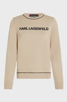 Женский бежевый свитшот LOGO PIPING Бежевый L Karl Lagerfeld A2W20066