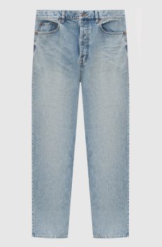 Голубые джинсы с эффектом потертости