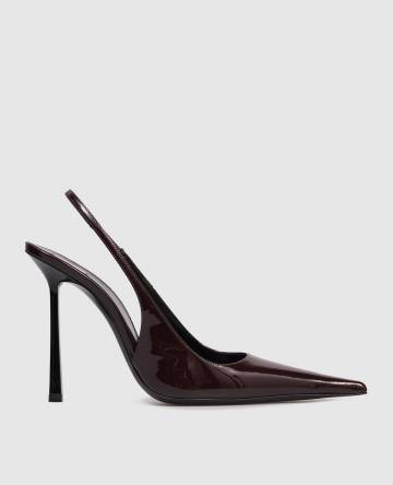 Бордовые кожаные лакированные слингбеки VENDOME