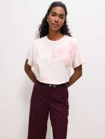 Mohito - Блузка з квітковою аплікацією - пастельний рожевий - XXL Mohito - Блузка з квітковою аплікацією - пастельний рожевий - XXL